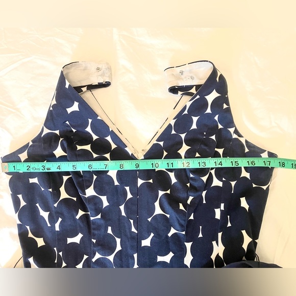 Navy polka dotted belted dress, Nine West size 10 - Picture 7 of 9